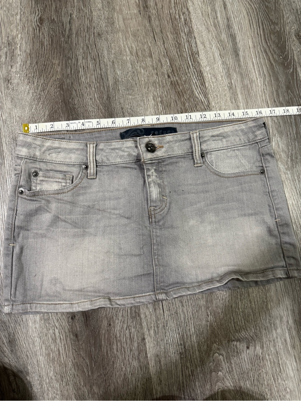 refuge Light Gray Denim Mini Skirt